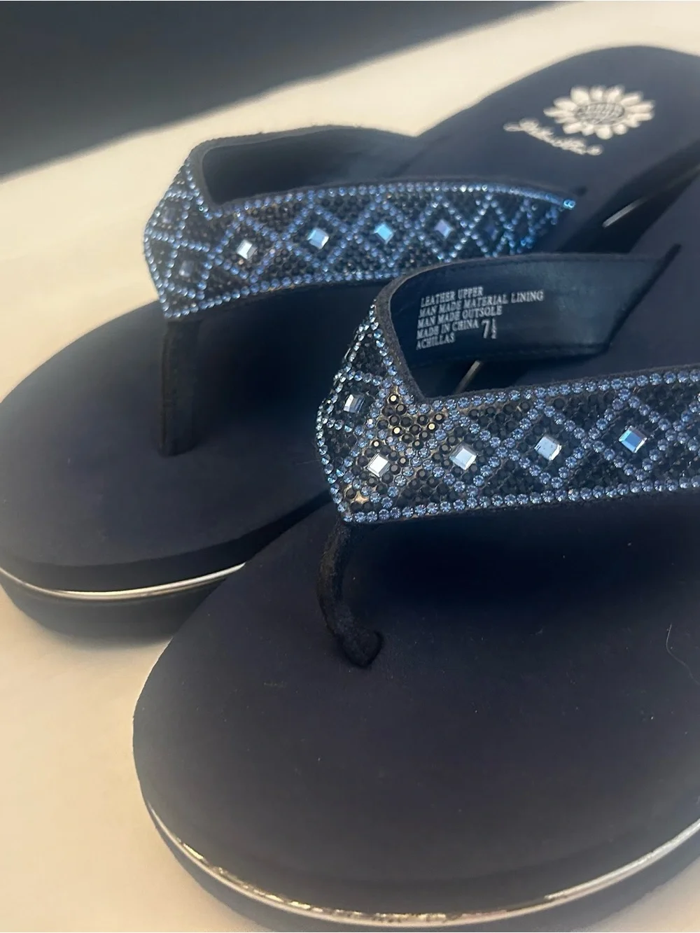Yellow Box Navy Blue Beaded brand new women’s size 7.5 Sandals - Picture 3 of 7